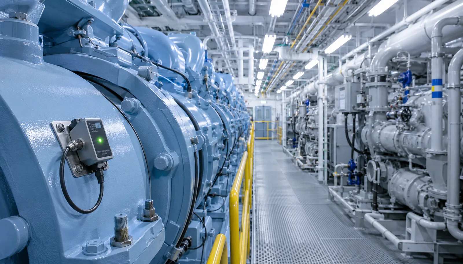 Maritime engineer at a shore-based operations centre monitoring real-time engine data from vessels at sea
